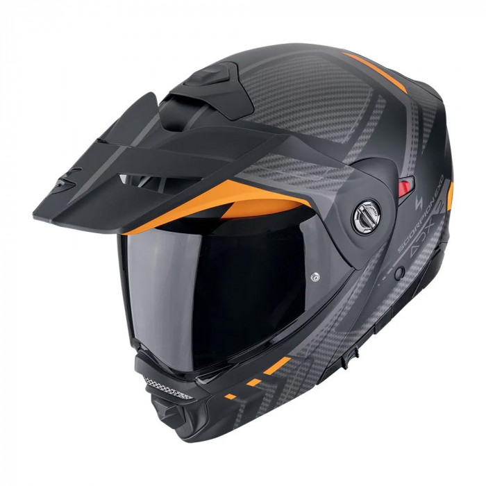 Мотошлем Scorpion EXO ADX-2 LEWIS, цвет Черный Матовый/Оранжевый/Карбон, Размер XL