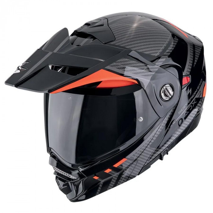 Мотошлем Scorpion EXO ADX-2 LEWIS, цвет Черный/Красный/Карбон, Размер XL