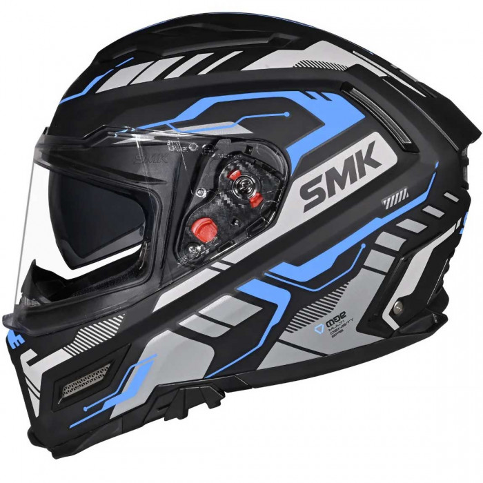 Мотошлем SMK Agnar Tektron, цвет Черный/Голубой MA265