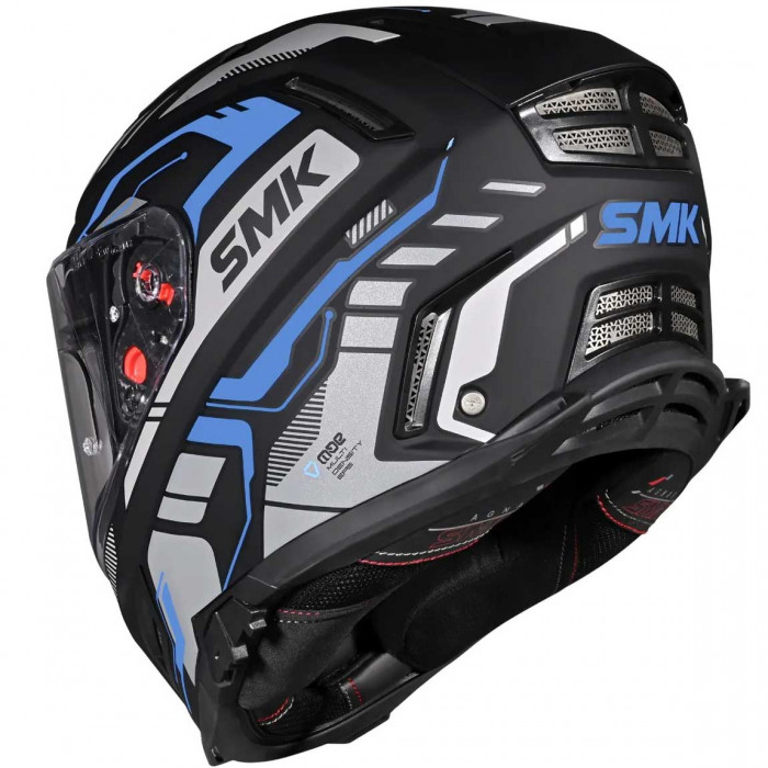 Мотошлем SMK Agnar Tektron, цвет Черный/Голубой MA265