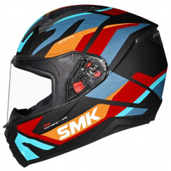 Мотошлем SMK Bionic Kore, цвет Черный/Голубой/Оранжевый MA253