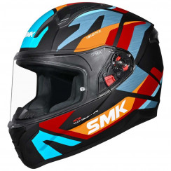 Мотошлем SMK Bionic Kore, цвет Черный/Голубой/Оранжевый MA253