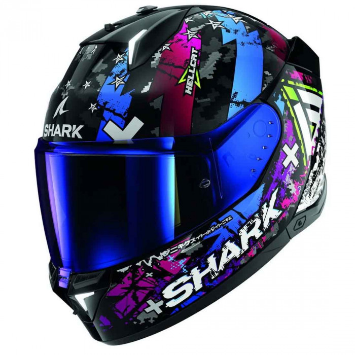 Мотошлем SHARK SKWAL i3 HELLCAT, цвет Черный/Фиолетовый/Белый, Размер XS