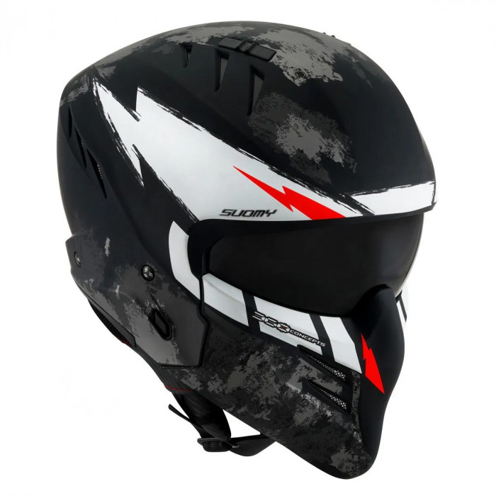 Мотошлем SUOMY ARMOR HI VOLT, цвет Черный Матовый/Белый, Размер L