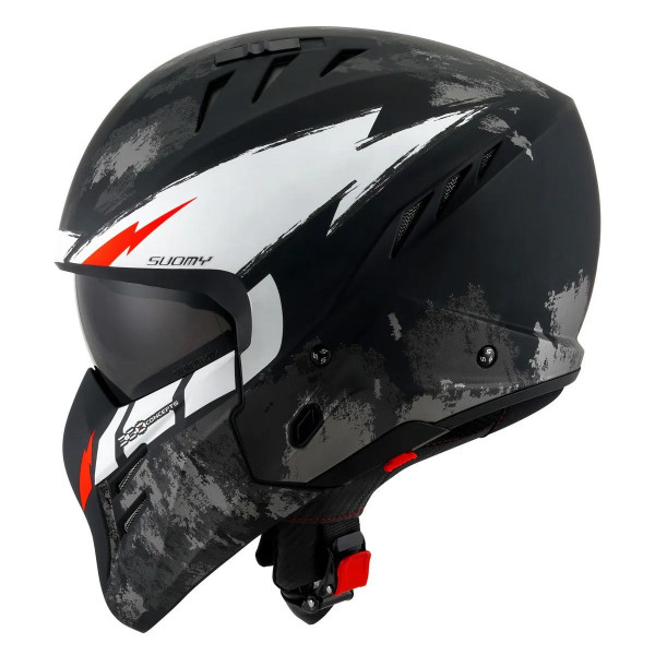 Мотошлем SUOMY ARMOR HI VOLT, цвет Черный Матовый/Белый, Размер XL