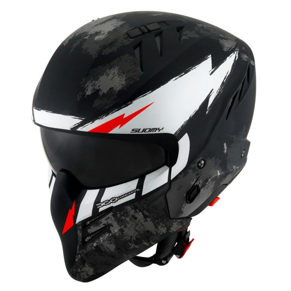 Мотошлем SUOMY ARMOR HI VOLT, цвет Черный Матовый/Белый, Размер XL