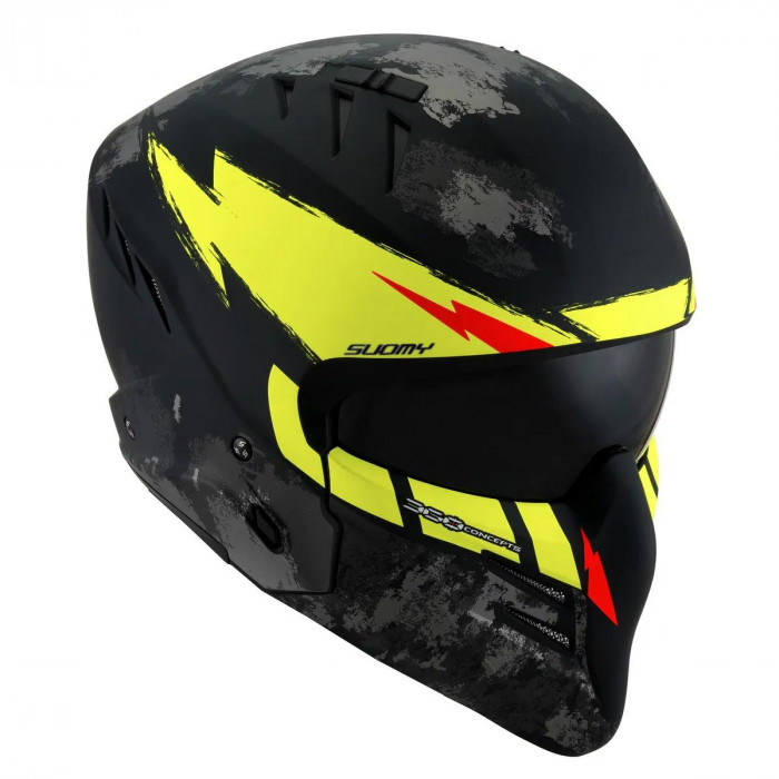 Мотошлем SUOMY ARMOR HI VOLT, цвет Черный Матовый/Желтый, Размер L