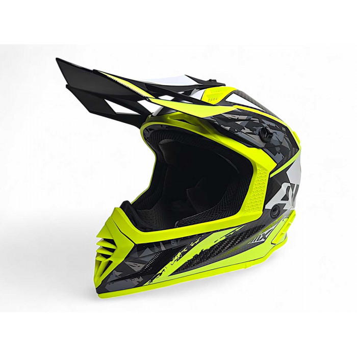 Мотошлем AiM RH855 Carbon TERRAIN, глянцевый, чёрный, жёлтый, XS