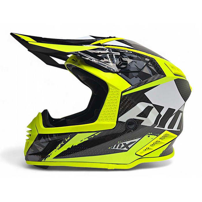 Мотошлем AiM RH855 Carbon TERRAIN, глянцевый, чёрный, жёлтый, XS