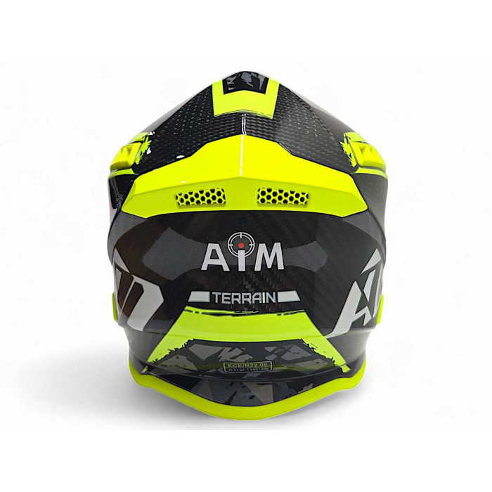 Мотошлем AiM RH855 Carbon TERRAIN, глянцевый, чёрный, жёлтый, XS