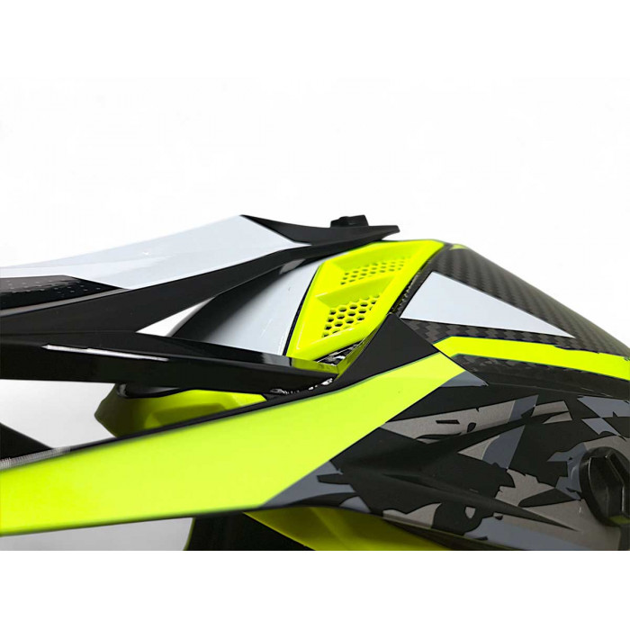 Мотошлем AiM RH855 Carbon TERRAIN, глянцевый, чёрный, жёлтый, XS