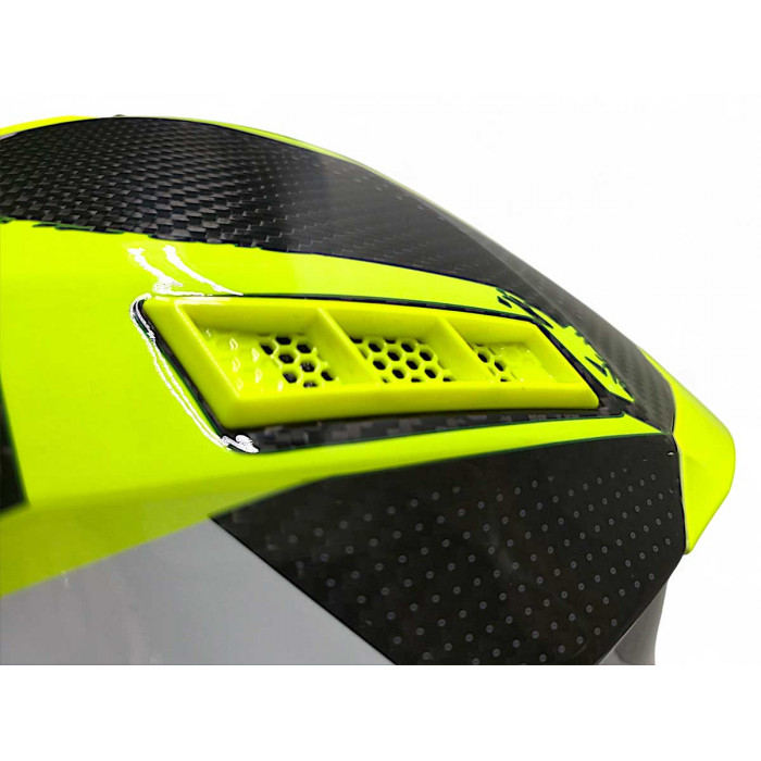 Мотошлем AiM RH855 Carbon TERRAIN, глянцевый, чёрный, жёлтый, XS