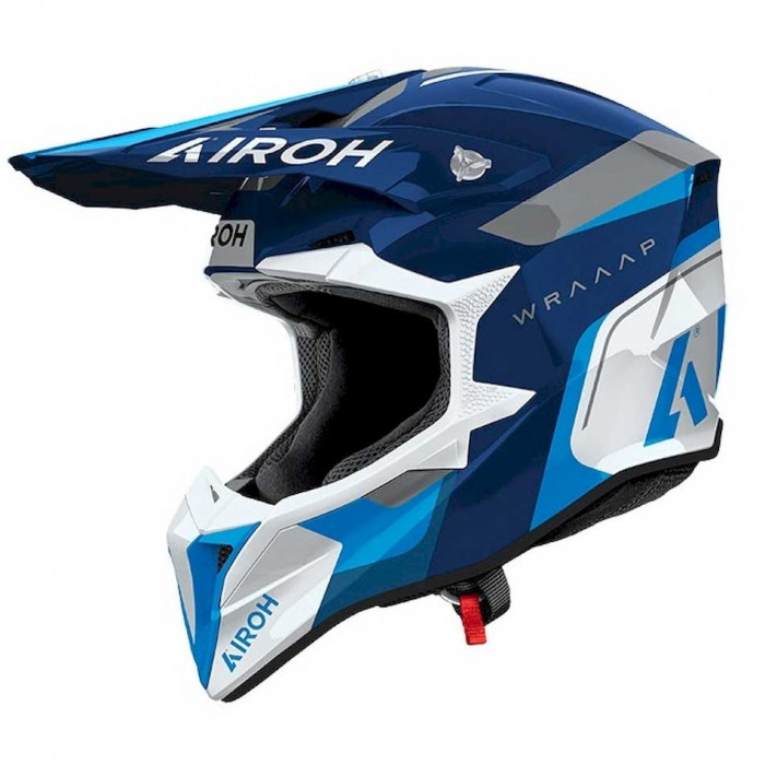 Мотошлем Airoh WRAAAP CONQUER, синий, глянцевый, XL
