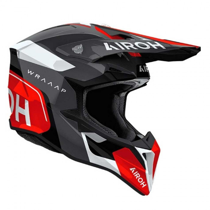Мотошлем Airoh WRAAAP CONQUER, красный, глянцевый, 2XS
