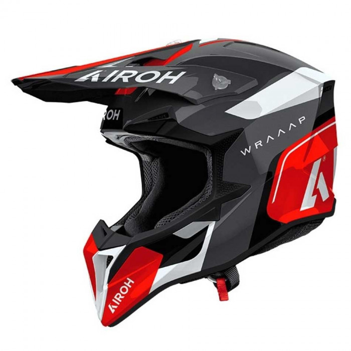 Мотошлем Airoh WRAAAP CONQUER, красный, глянцевый, 2XS