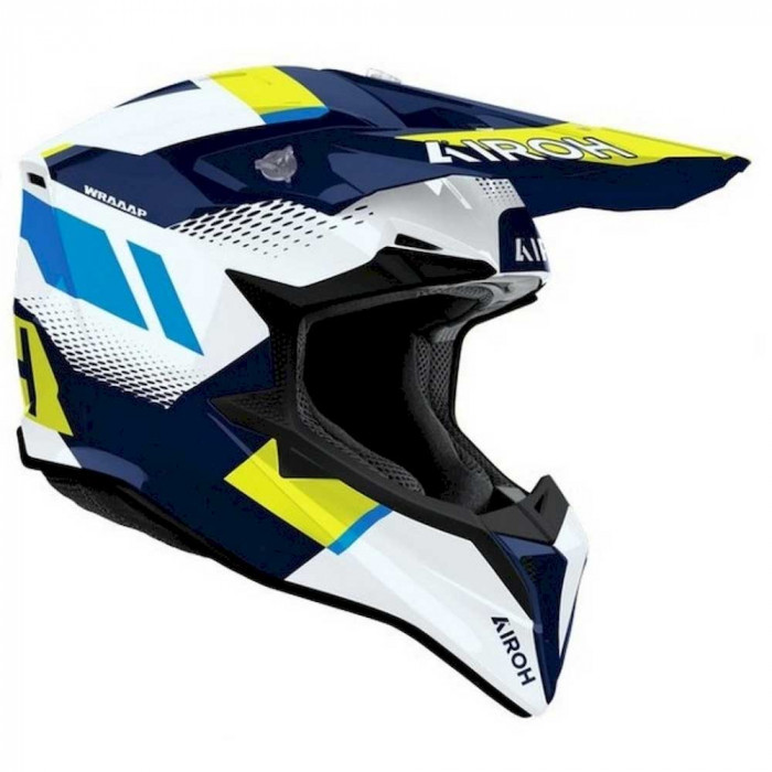 Мотошлем Airoh WRAAAP VISION, жёлтый, синий, глянцевый, 2XS