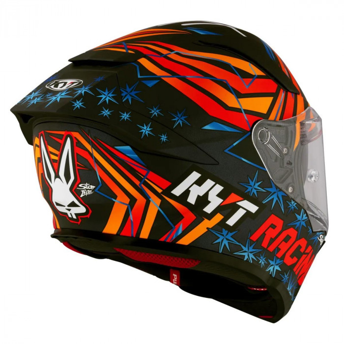 Мотошлем KYT R2R MAX FERNANDEZ 2022 REPLICA, цвет Черный Матовый/Оранжевый/Синий, Размер M