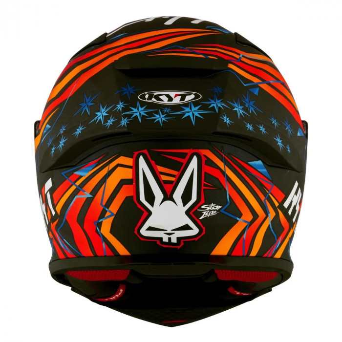 Мотошлем KYT R2R MAX FERNANDEZ 2022 REPLICA, цвет Черный Матовый/Оранжевый/Синий, Размер M