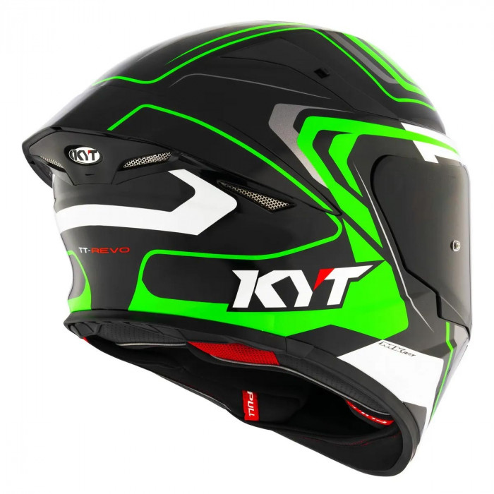 Мотошлем KYT TT-REVO OVERTECH, цвет Черный/Зеленый, Размер XL