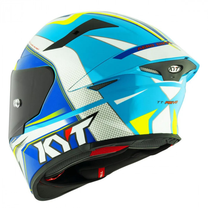 Мотошлем KYT TT-REVO GRAND PRIX, цвет Белый/Синий, Размер M