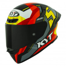 [KYT] Мотошлем TT-REVO FLUX, цвет Черный/Желтый/Красный, Размер S