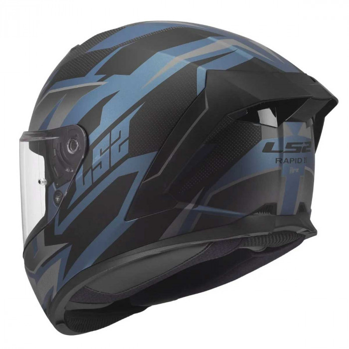 Мотошлем LS2 FF820 RAPID III XTREM, черно-синий матовый, размер 2XL