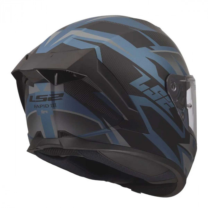 Мотошлем LS2 FF820 RAPID III XTREM, черно-синий матовый, размер 2XL