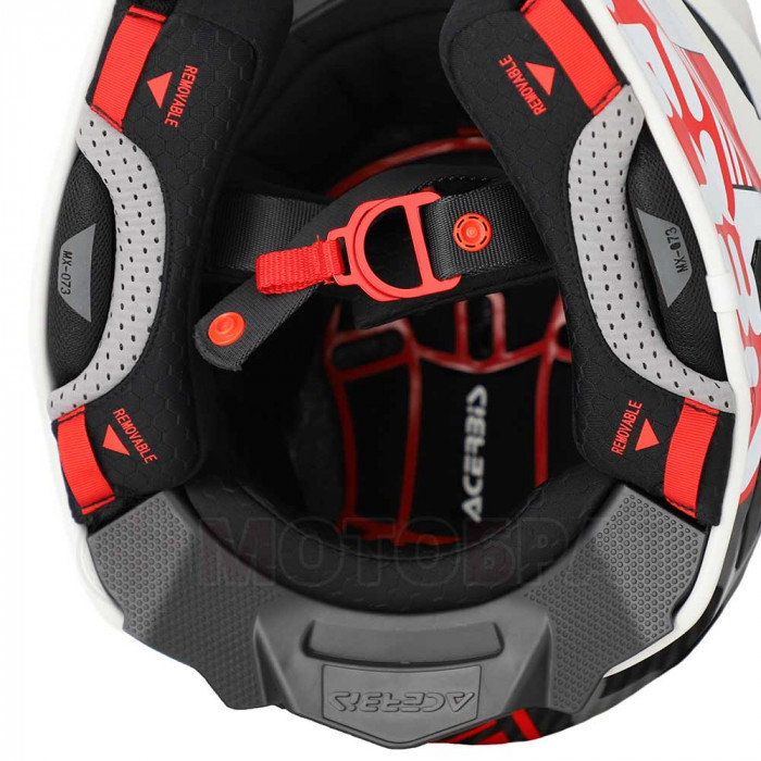 Мотошлем Acerbis AIRSTRIKE-C, белый, красный, глянцевый, 2XL
