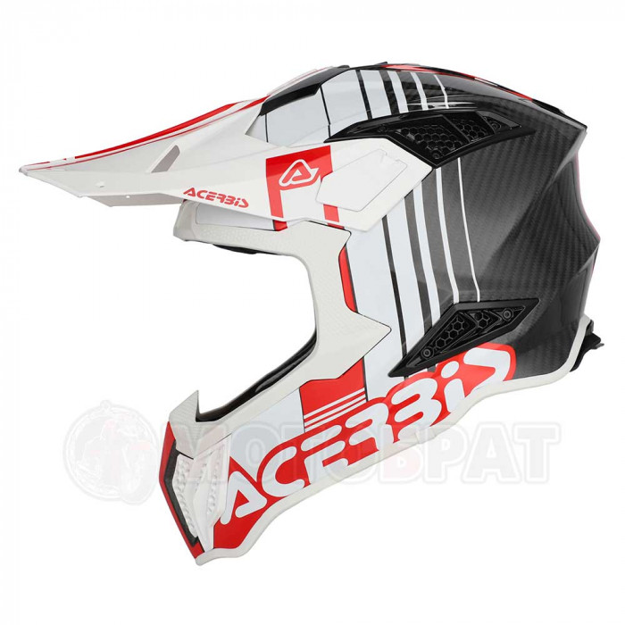 Мотошлем Acerbis AIRSTRIKE-C, белый, красный, глянцевый, 2XL