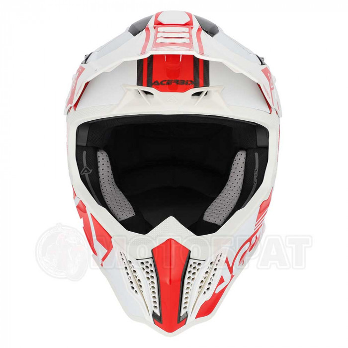 Мотошлем Acerbis AIRSTRIKE-C, белый, красный, глянцевый, 2XL