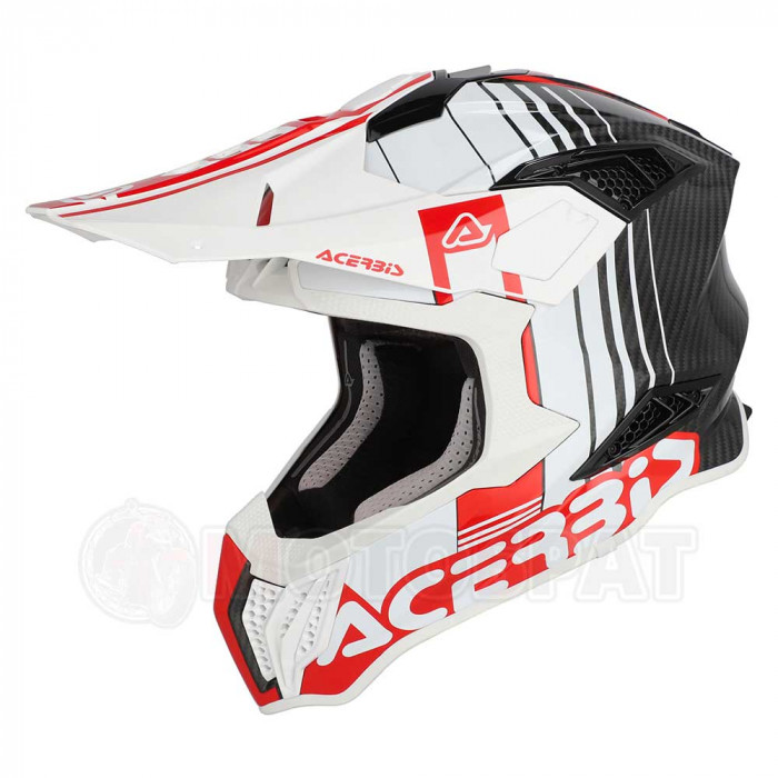 Мотошлем Acerbis AIRSTRIKE-C, белый, красный, глянцевый, 2XL