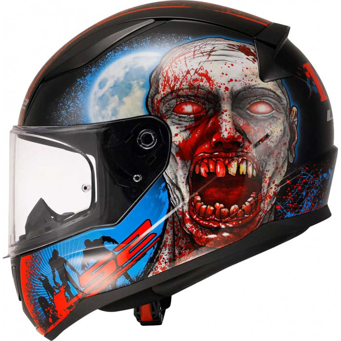 Мотошлем LS2 FF353 RAPID II ZOMBIE, черно-красный, размер 2XL
