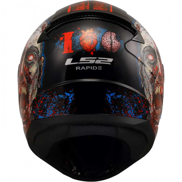 Мотошлем LS2 FF353 RAPID II ZOMBIE, черно-красный, размер 2XL