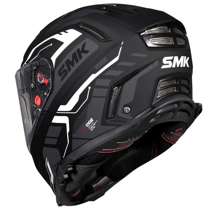 Мотошлем SMK Agnar Tektron, цвет Черный/Белый MA261, Размер L
