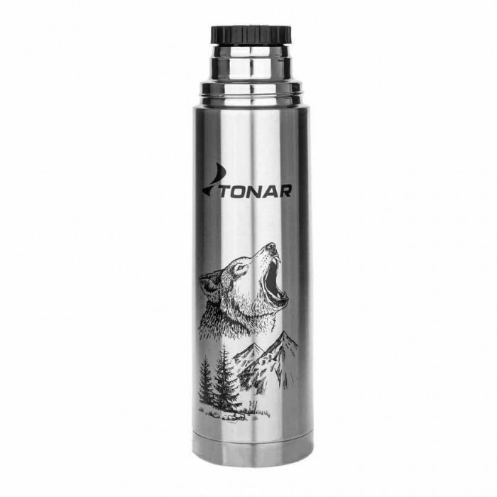 Термос TONAR Волк, серебристый, 1л (HS.TM-050-W)