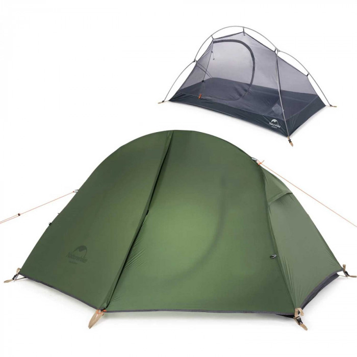 Палатка 1-местная Naturehike сверхлегкая + коврик NH18A095-D, 20D, зеленый