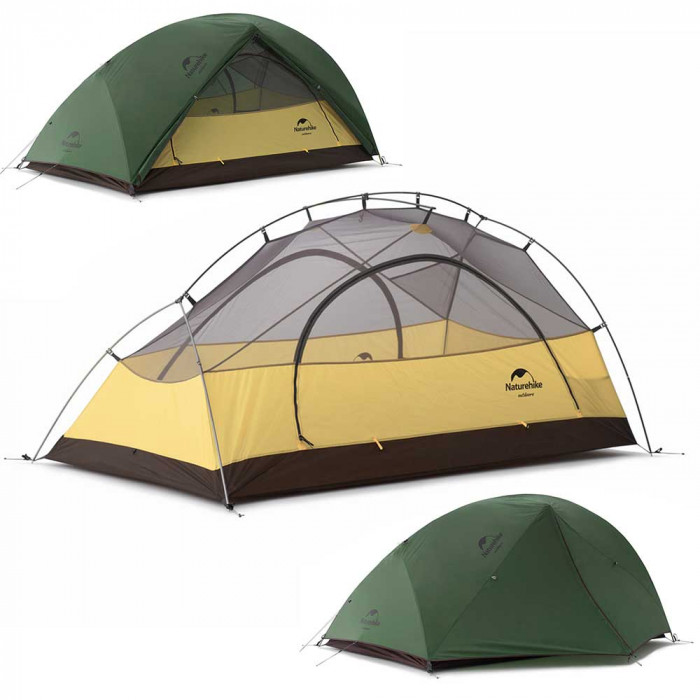 Палатка 2-местная Naturehike сверхлегкая + коврик Star-river NH17T012-T, 210T, зеленый