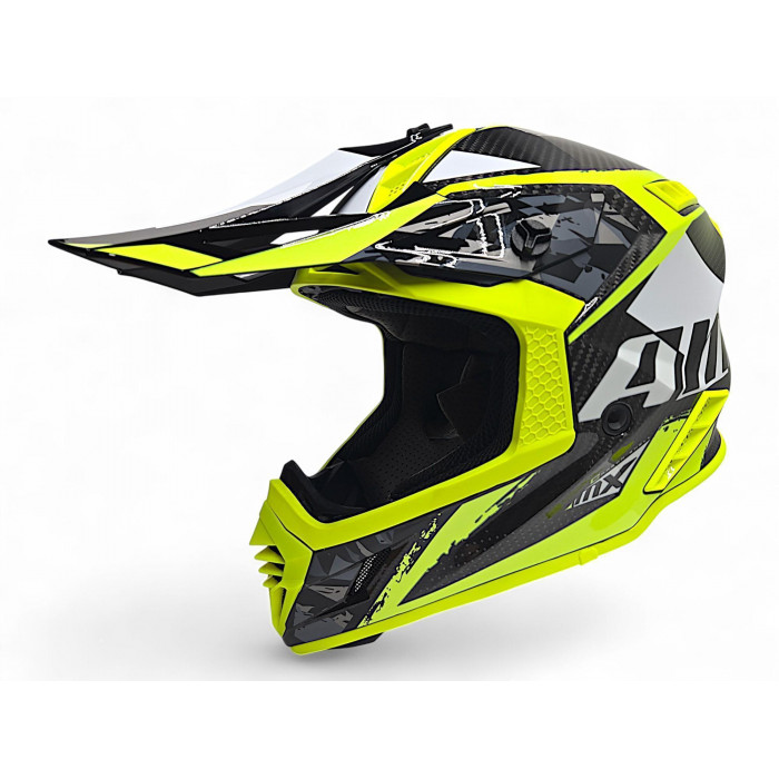 Мотошлем AiM RH855 Carbon TERRAIN, глянцевый, чёрный, жёлтый, XS