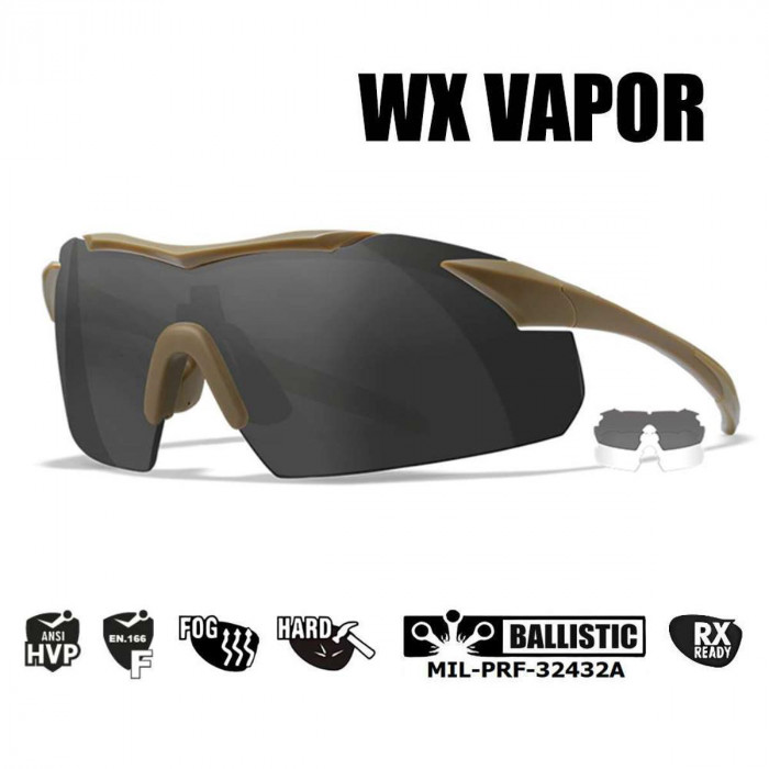 Очки защитные WILEY X Wiley WX Vapor, (Оправа: Матовый Tan + Lens: Прозрачный + Серый)