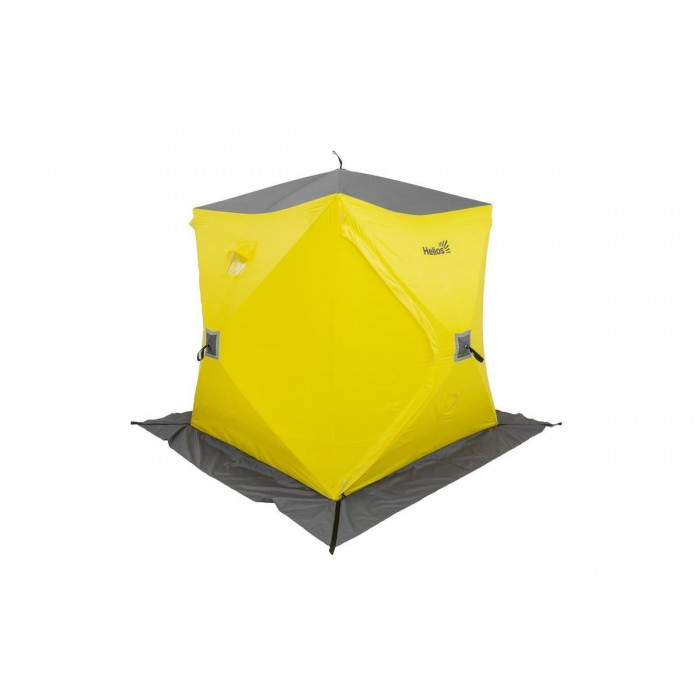Палатка зимняя утепленная Helios Куб Premium 1,8х1,8 желтый,серый HS-WSCI-P-180YG