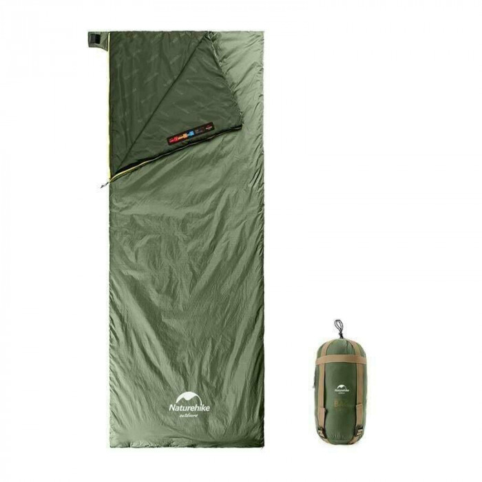 Мешок спальный Naturehike NH21MSD09 мини LW180, размер, зеленый, молния слева, M, 6927595777930л