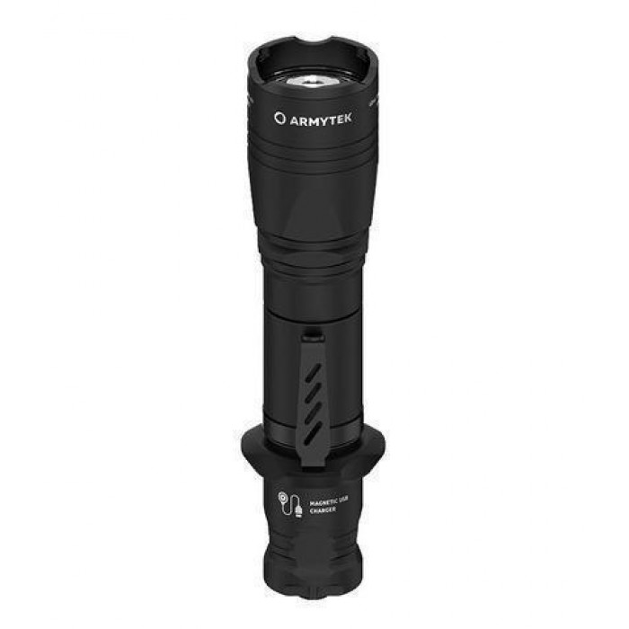 Фонарь тактический Armytek Dobermann Pro Magnet USB, теплый свет, ремешок, чехол, аккумулятор F07501W