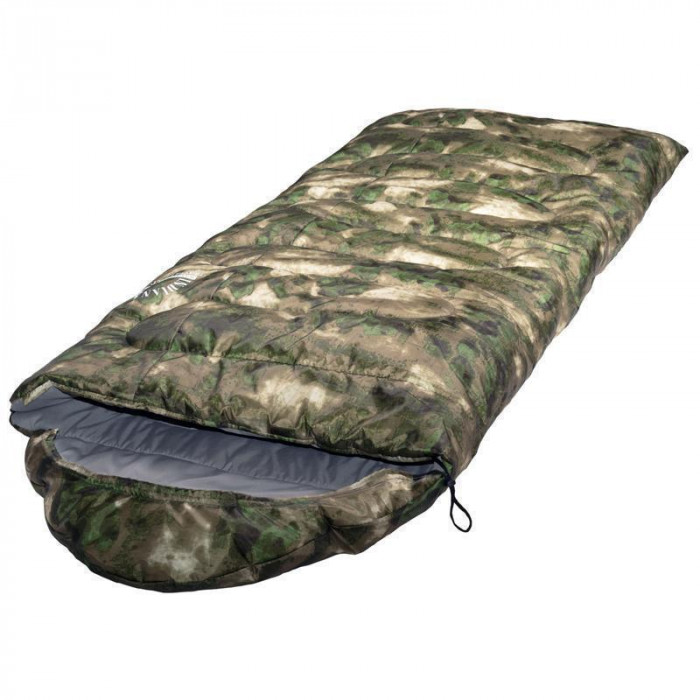 Спальный мешок Indiana TRAVELLER R-zip от -12 С с подголовником 230x90см, камуфляжный