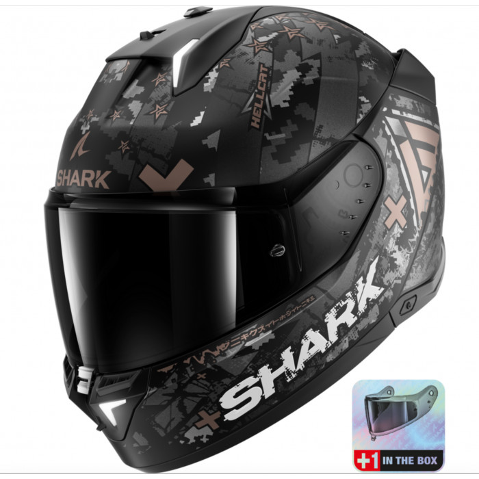 Мотошлем Shark SKWAL I3 HELLCAT,Anthracite, чёрный матовый, хром, 2XL