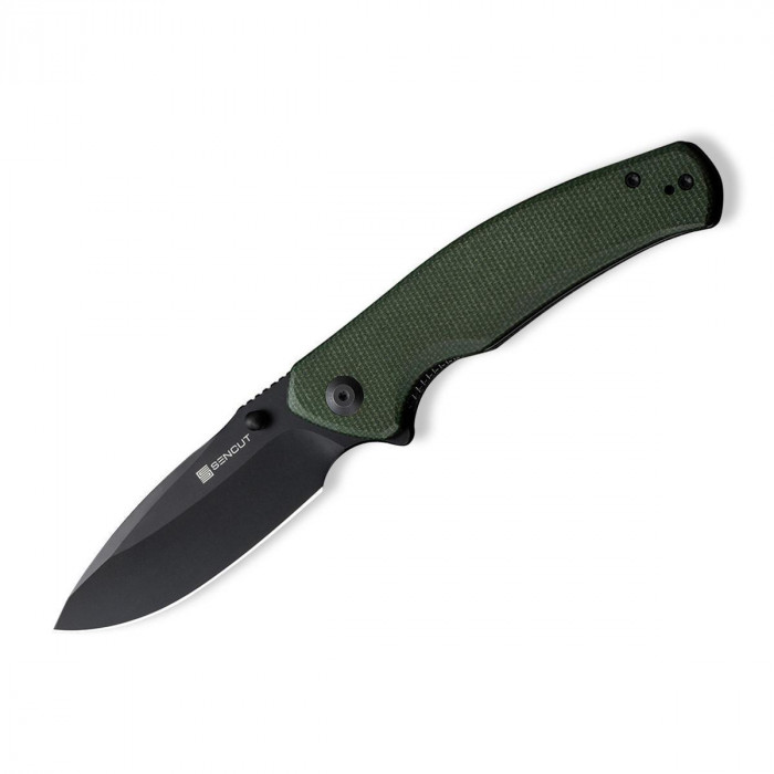 Складной нож SENCUT Slashkin D2 Steel Handle Canvas Micarta, чёрный, зелёный