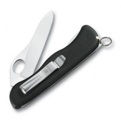 Нож Victorinox Sentinel One Hand belt-clip, 111 мм, 5 функций, с фиксатором лезвия, черный