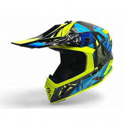 Мотошлем AiM RH855 Carbon RAZOR, глянцевый, жёлтый, синий, 2XL