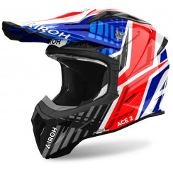 Мотошлем Airoh AVIATOR ACE PROUD, Glossy, синий, красный, XL