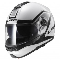 Мотошлем FF325 STROBE ELECTRIC SNOW CIVIK снегоходный LS2 бело-черный, глянцевый, L