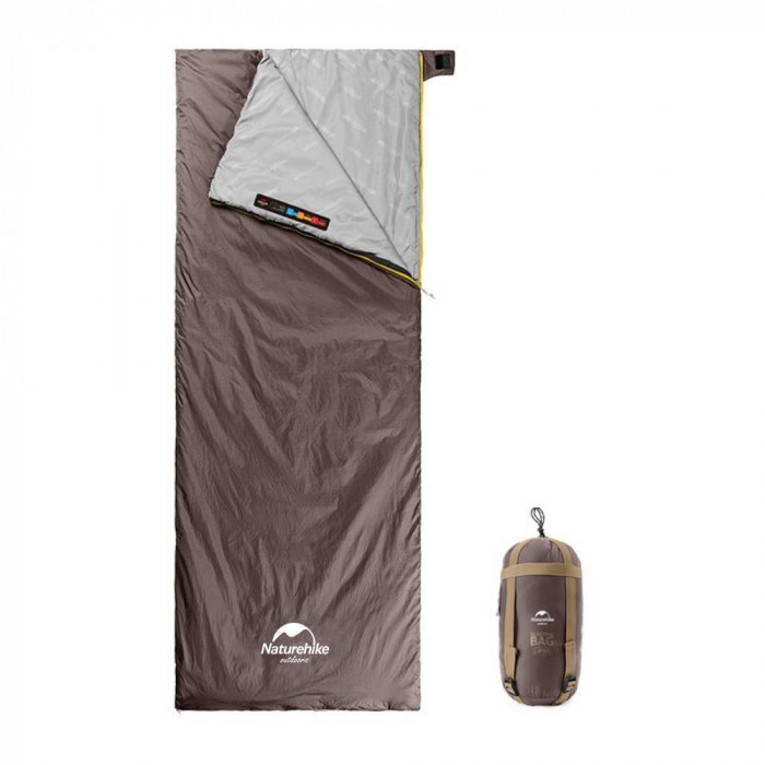 Мешок спальный Naturehike NH21MSD09 мини LW180, размер, коричневый, молния слева, XL, 6927595777985л